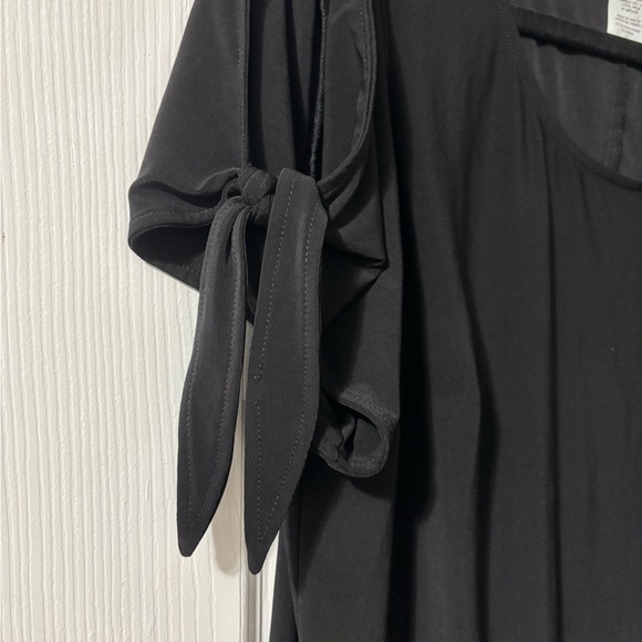 CeCe Black Blouse with Tie Sleeves - Picture 2 of 4